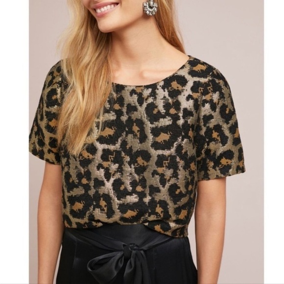 HUTCH by Anthropologie Gold/black metallic blouse - Picture 13 of 13